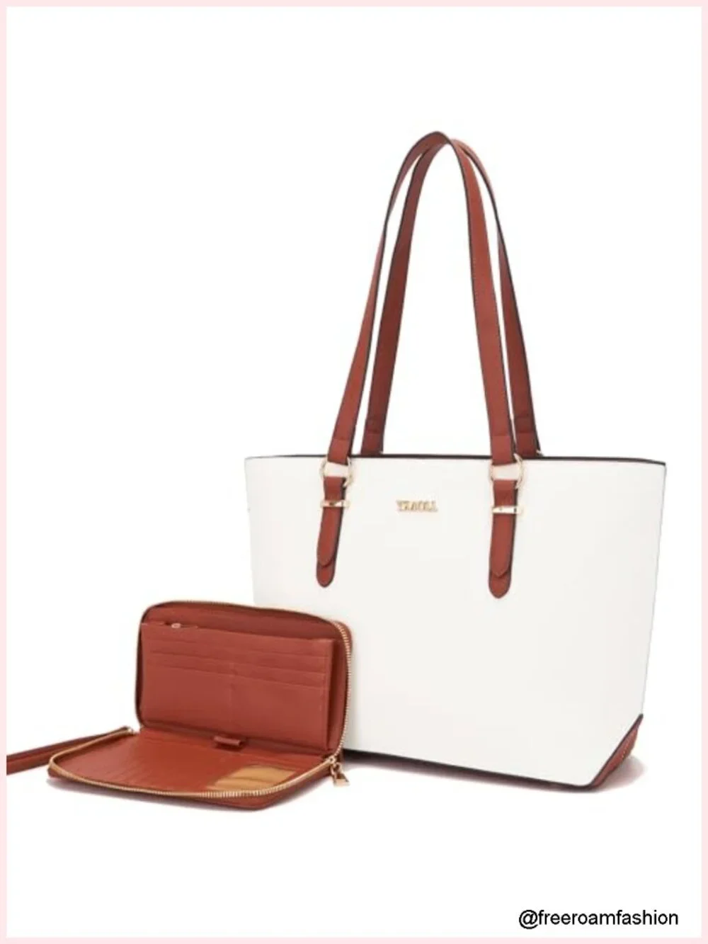 Faux Leather Medium Large Tote Satchel Shoulder Purse Handbag Wallet Set